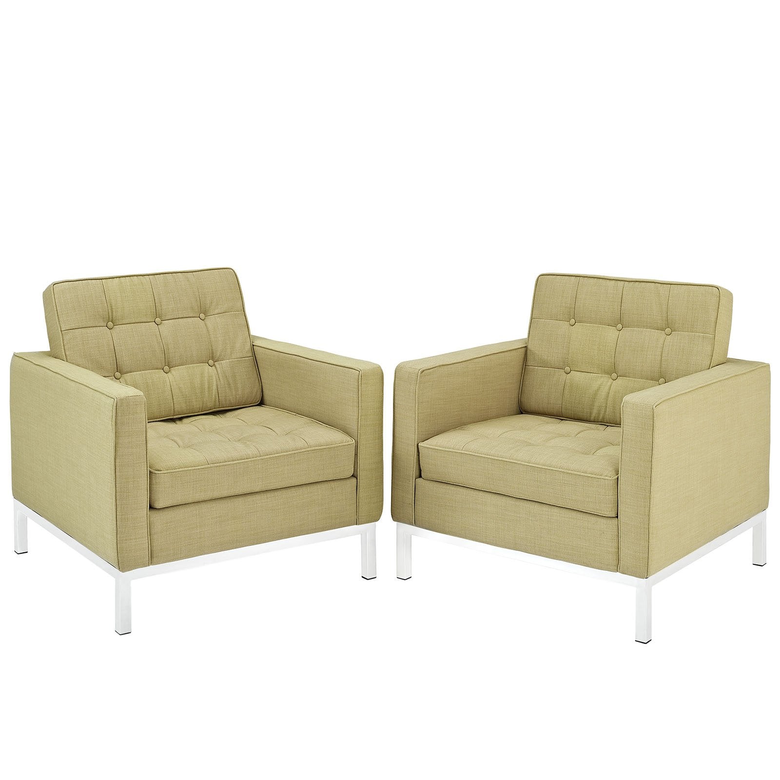 Modway Loft Armchair Wool, Green, Set Of 2